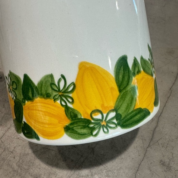 Floral Ceramic Pitcher with Green Handle - Picture 3 of 10